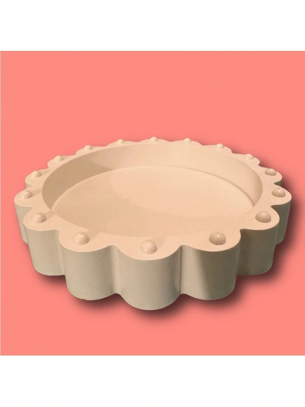 🛍️2/$15 Ivory White Beaded Scalloped Jewelry Tray Ring Dish Holder New